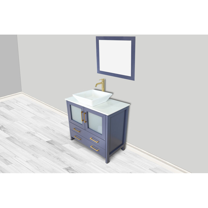 Wade Logan® Karson 35.8'' Single Bathroom Vanity with Engineered Marble